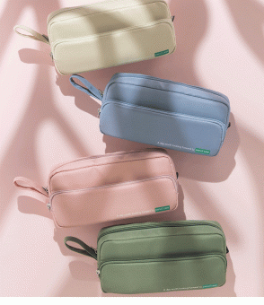 Пенал для канцелярских принадлежностей на 2 отделения, с внутренним подкладом, Магистр, черный, синий/ TM00510