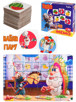 Игра Мемо (30 фишек) + пазлы (24 элемента) "Готовим с Бубой", Рыжий Кот/ИН-2701