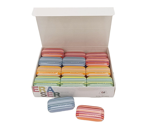 Ластик  GREENWILL DA-100/CZ-116 "Полосатый" 45*25*7мм прямоугольный, цвета ассорти, в к/кор HR-04852 (36/864)