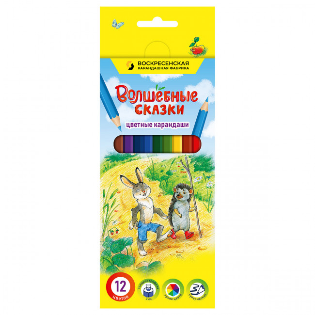Набор цветных карандашей 12цв "Волшебные сказки", заточенный, ВКФ/FP-CP-1012 (8)