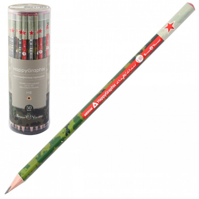 Карандаш 3мм НВ чернографитовый "HappyGraphix. Милитари", BV/21-0030/16 (50) Карандаш 3мм НВ чернографитовый "HappyGraphix. Милитари", BV/21-0030/16 (50)