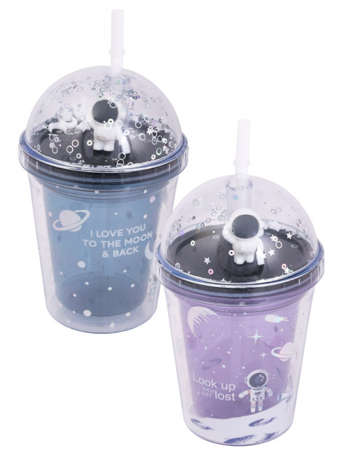 Стакан с трубочкой "Космонавт" 380 ml, MILAND/СП-5855
