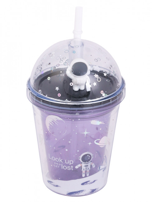 Стакан с трубочкой "Космонавт" 380 ml, MILAND/СП-5855