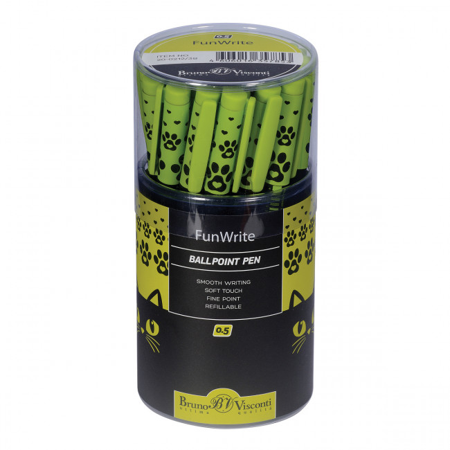 Ручка шариковая 0,5мм синяя "FunWrite. Черный кот", BV/20-0212/38 (24)