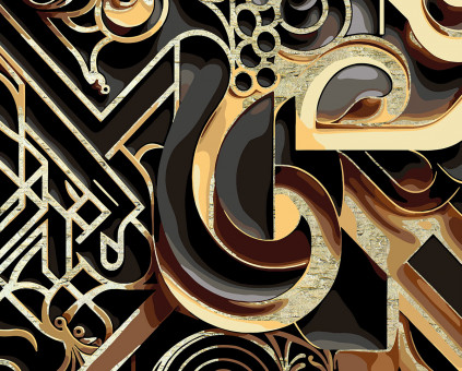 Картина по номерам 50 х 40см с поталью "Золотой иероглиф" на холсте, ФРЕЯ/PNB/PLPT-244