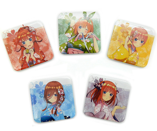 Значки JX-13 "Девушка в цветах" квадратные, размер 50мм, цвета ассорти, в ПВХ-пакете (10/1000)