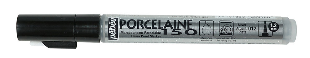 Маркер 1.2мм по керамике "Porcelaine 150" перо круглое, металлик под серебро, PEBEO/020012 (6)