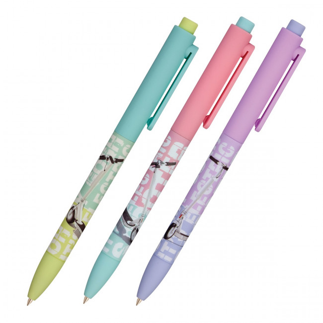 Ручка автоматическая 0,7мм синяя "FunClick. Самокат", 3 вида ассорти, BV/20-0297/03 (27)