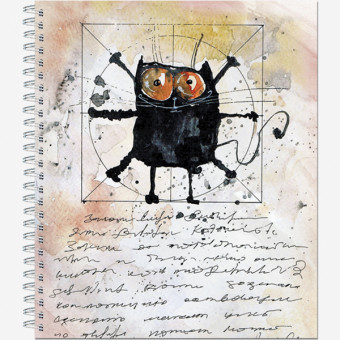 Тетрадь общ.,170х203, 96л., гребень, "Акварельные Котики", 4+0+уф, 4 диз (20)