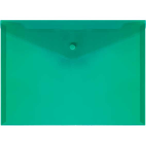 Папка-конверт на кнопке "Attomex" A4 (330x240 мм) 150 мкм, полупрозрачная зеленая (20 шт.) (20/100)