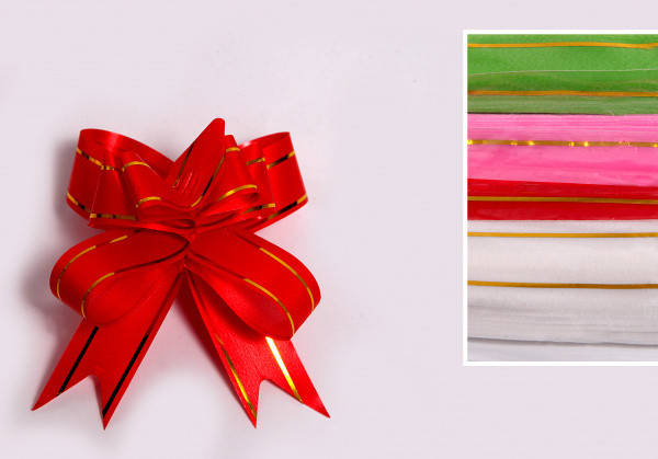 Бант подарочный 18мм в золот полоску   (форма-бабочка) (10)