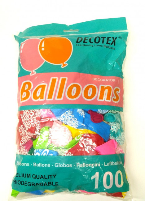 Воздушный шар размер 14 "Цветочный узор" пастельный, (100)