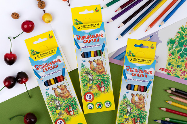 Набор цветных карандашей 18цв "Волшебные сказки", заточенный, ВКФ (8) Набор цветных карандашей 18цв "Волшебные сказки", заточенный, ВКФ (8)