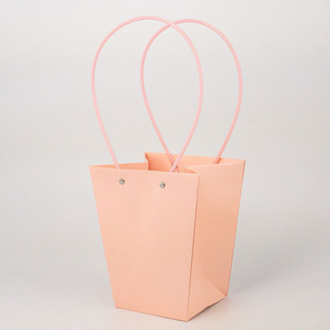 Сумка-кашпо 17х11,5см с ручками, бумажная, светло-розовая, Микрос/ч37258 (10)