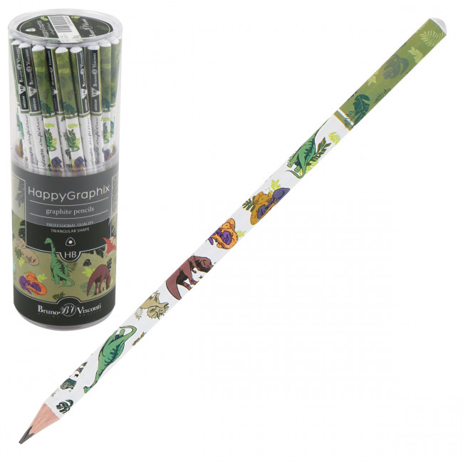 Карандаш 2мм НВ чернографитовый "HappyGraphix. Динозавры", BV/21-0030/77 (50) Карандаш 2мм НВ чернографитовый "HappyGraphix. Динозавры", BV/21-0030/77 (50)