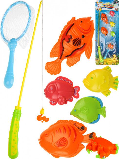Рыбалка пластиковая "Рыбка за рыбкой-3": 7 рыбок,1 удочка,1 сачок, Рыжий Кот/M1250 Рыбалка пластиковая "Рыбка за рыбкой-3": 7 рыбок,1 удочка,1 сачок, Рыжий Кот/M1250