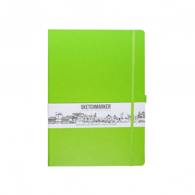 Блокнот для зарисовок 140г/кв.м 21*29.7см 80л, твердая обложка, зеленый луг, Sketchmarker/23143684SM