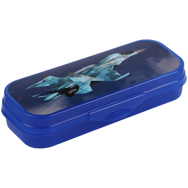 Пенал-футляр 210*90*40 Стамм "Самолет", пластик, синий (15)