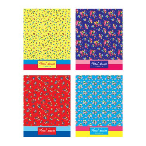 Тетрадь для записей со сменным блоком 200 л. А5 "Floral Dreams" (ассорти) ламинация, 4-цветный блок,  круглый корешок, индивидуальная упаковка