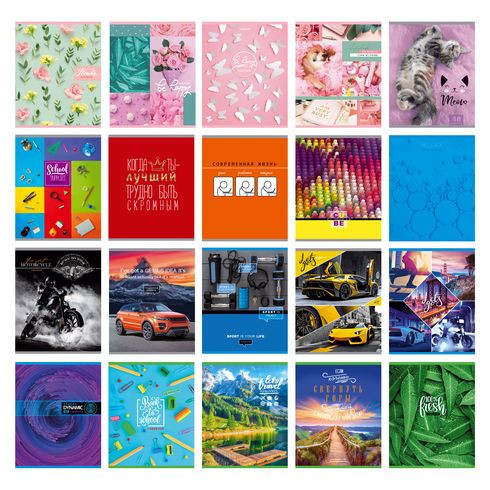 Тетрадь общая А5 скоба 48л. клетка "Super Mix-20" (ассорти) 20 дизайнов, BG (10/80)