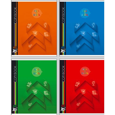 Тетрадь ученическая 48 л. в клетку "Школьные годы" (ассорти)(10/80)