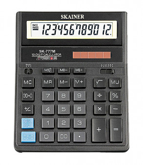 Калькулятор настольный 12-разрядный, большой, чёрный, размер:157 x 200 x 32мм. SKAINER/SDC-888TII