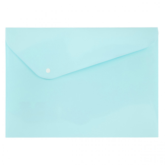 Папка-конверт на кнопке A4 WENZER OFFiCE "Trend pastel", 180 мкм, диагональ, бирюзовая (20/260)