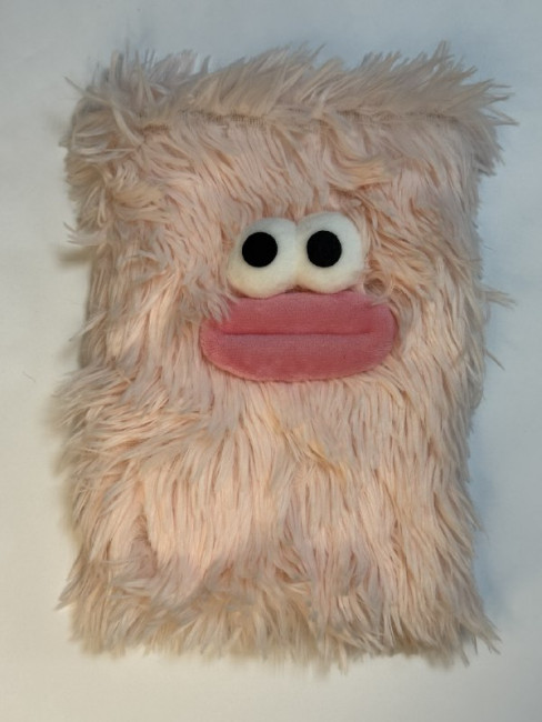 Блокнот детский А5 80л клетка"Пушистый монстрик", меховая обложка с апликацией, MAG-1643