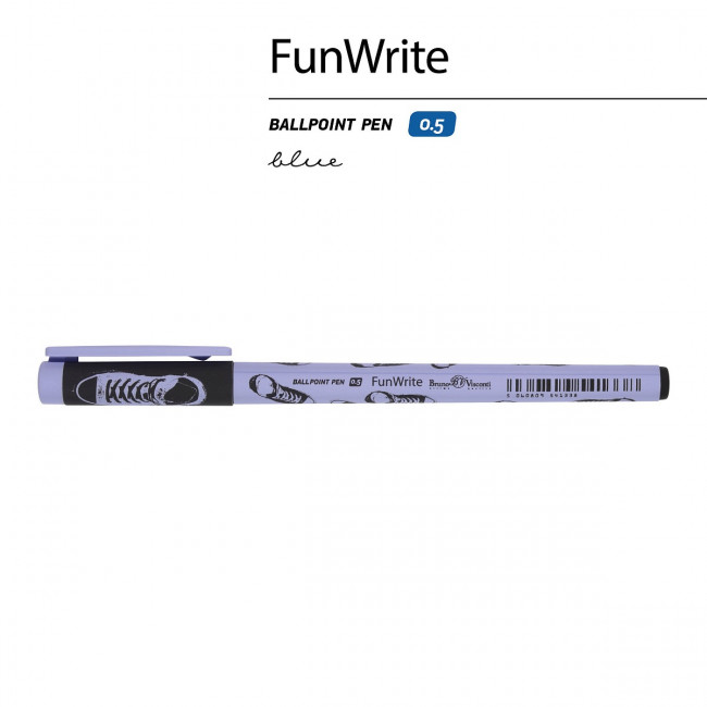 Ручка шариковая 0,5мм синяя "FunWrite. Кеды. Casual Blue", BV/20-0212/86 (24)