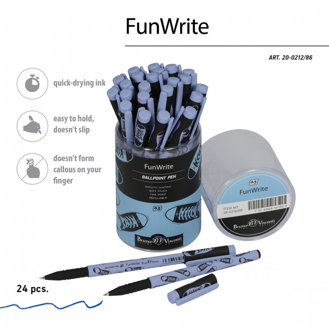 Ручка шариковая 0,5мм синяя "FunWrite. Кеды. Casual Blue", BV/20-0212/86 (24)