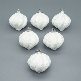 Елочное украшение 5 см "Юла" белый, 6 шт, Микрос/ч47604