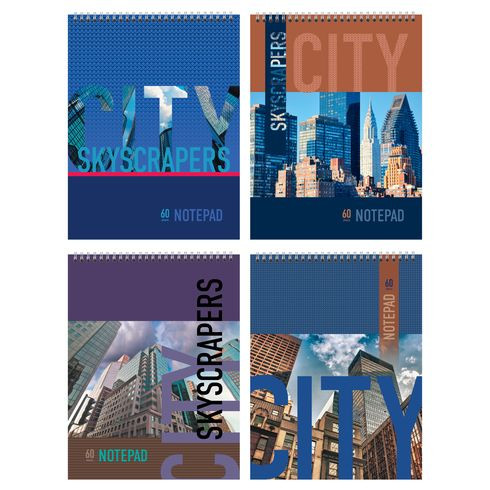 Блокнот А5 60л клетка "City" на гребне, BG (9/36)