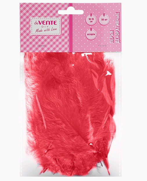 Перья декоративные10x15мм, 30шт натуральные индюшиные, красные цвета, deVENTE/8130109