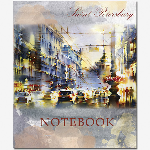 2906 Тетрадь общ.,170х203, 48л., скрепка, "Lights of Petersburg", 4+0, 4 диз.