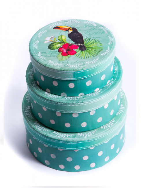 Набор круглых коробок 3 в 1 "Тукан" (17.5х17.5х7-13.5х13.5х5 см) ПП-5929