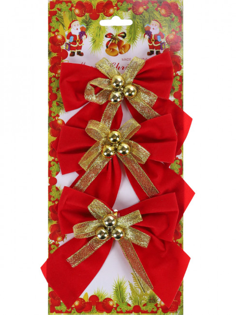 Набор ёлочных бантов 10х10см "Праздник", 3шт, MILAND/НУ-2294
