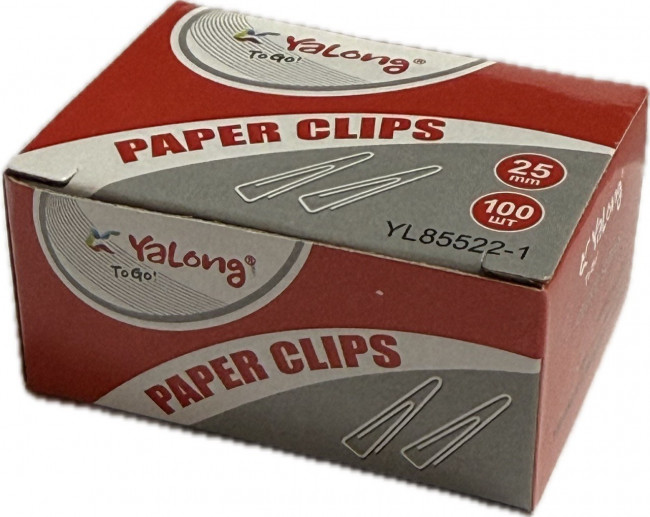 Скрепки 28 мм.100шт., в к/кор. Yalong/YL85522-1