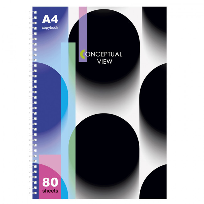 Тетрадь 80л., А4, клетка на гребне BG "Conceptual", глянцевая ламинация, твердая обложка, BG (5/30)