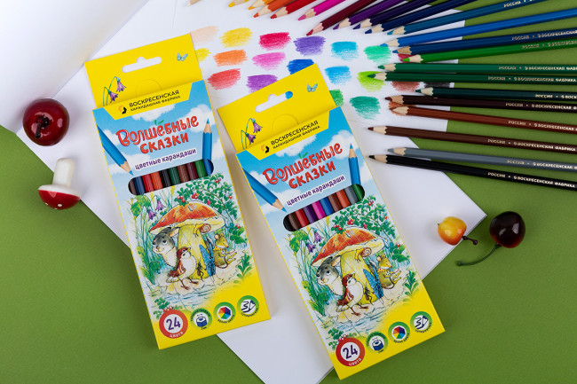 Набор цветных карандашей 24цв "Волшебные сказки", заточенный, ВКФ (8) Набор цветных карандашей 24цв "Волшебные сказки", заточенный, ВКФ (8)