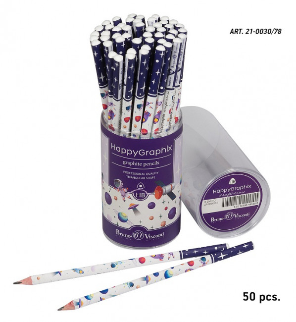 Карандаш 2мм НВ чернографитовый "HappyGraphix. Космос", BV/21-0030/78 (50) Карандаш 2мм НВ чернографитовый "HappyGraphix. Космос", BV/21-0030/78 (50)