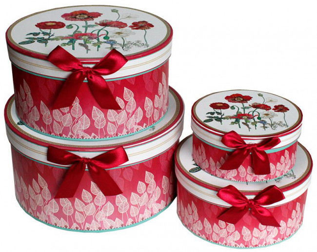 Набор коробок "Круг" Маки 4 шт. H5182-D289