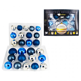 НАБОР ЕЛОЧНЫХ ШАРОВ, DARLENS, 26 ШТ, АССОРТИ РАЗМЕРОВ, СТЕКЛО, АССОРТИ ЦВЕТОВ