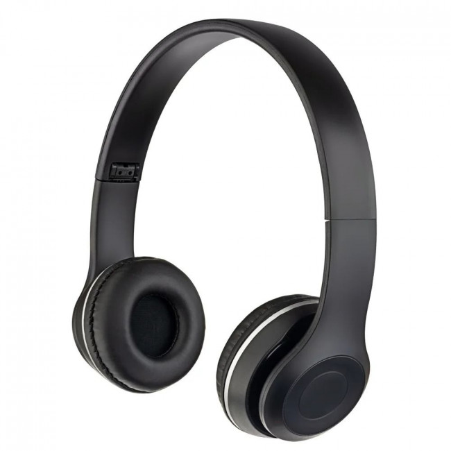 Наушники полноразмерные с микрофоном FLAT черные, Perfeo