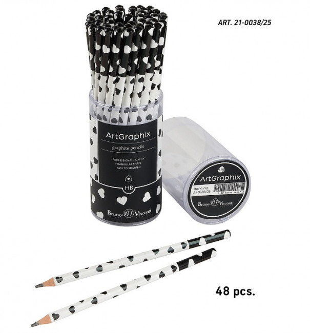 Карандаш 3мм НВ чернографитовый "HappyGraphix. ArtGraphix. Сердечки", BV/21-0038/25 (48)