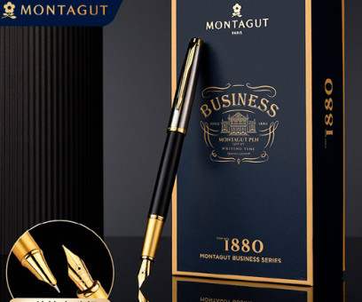 Ручка в футляре  TJ-1 Montagut 0.5мм перьевая, Серебро/черная, металлический корпус, поршневая, в к/кор M307 (1/10)