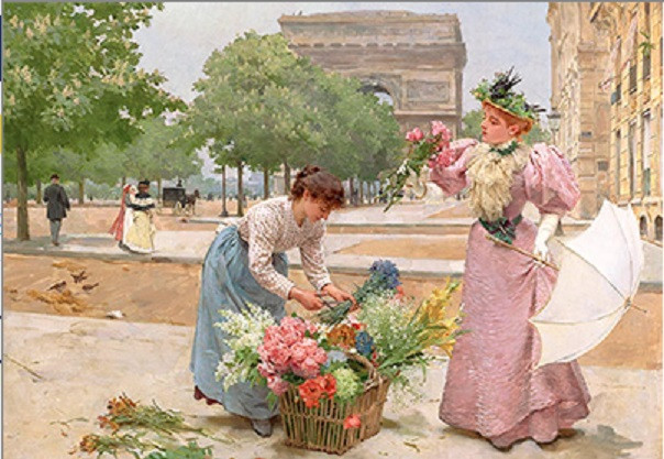 Канва/ткань с рисунком 21х30см "Елисейские поля" для вышивания лентами, Gamma/OVB-0127