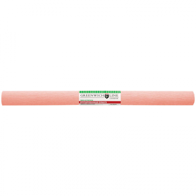 Бумага крепированная 50*250 см, 32 г/м2, персиковая, в рулоне (10) (Greenwich Line®)