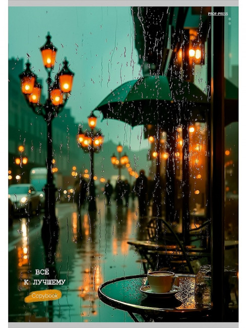 Тетрадь А4 48 клетка "Дождь на городской улице" скрепка, Проф-Пресс/48-8942 (10/40)