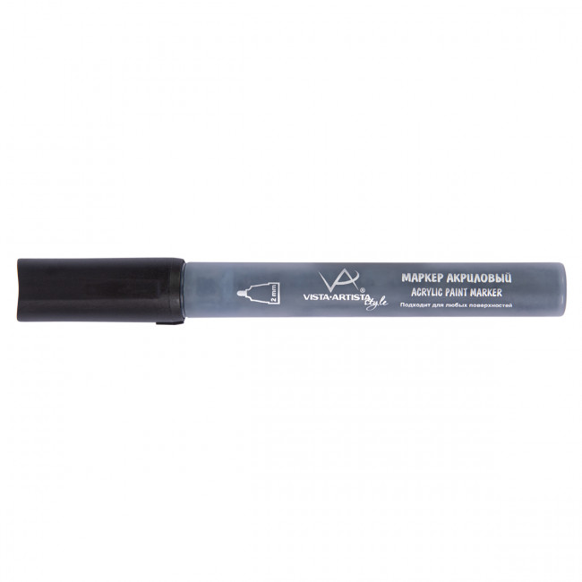 Маркер акриловый 2мм, перо круглое, черный, 10шт, VISTA-ARTISTA/AMV-01 S