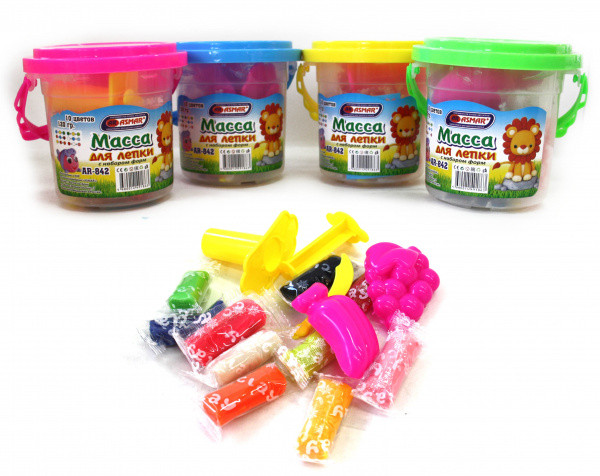 МАССА ДЛЯ ЛЕПКИ 120гр. 10 цветов с набором форм "ASMAR" (36)